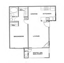 Floor Plan 1BR, 1BA - Type A
