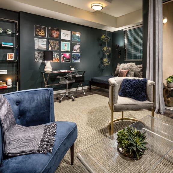 Alternate View Of Living Room With Tile Floor at Berkshire K2LA in Los Angeles
