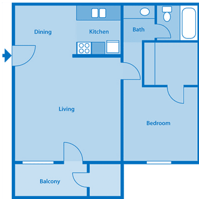 Tanglewood One Bedroom Medium Floor Plan