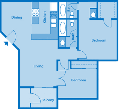 Sycamore Creek 2 Bedroom Floor Plan with Den
