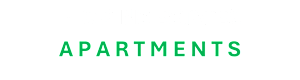 The image displays the text "HIGGINS ESTATES APARTMENTS" in green on a dark background.