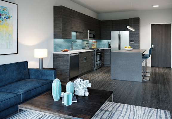 Living room at The Residences of Wilmette, Wilmette, Illinois