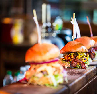 Hamburger Sliders on Counter Top.