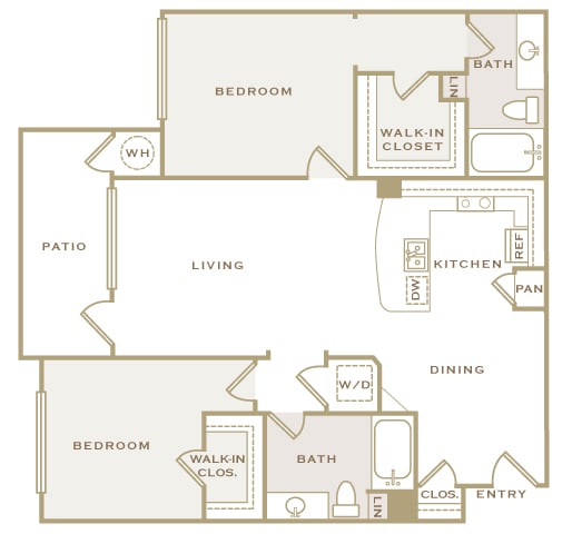 First and Main - B2 (Impulse) - 2-bed and 2-bath - 2D Floor Plan