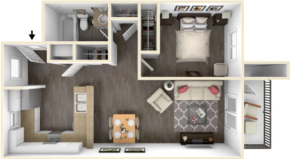 Floor Plan  AMERICANA APARTMENTS | 1x1