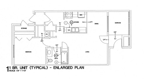 Floor Plan  1 Bedroom with Sun room