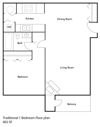 1 bedroom floor plan drawing with 1 bath 802 sq ft at Cinnamon Ridge Apartments, Eagan, MN, 55122