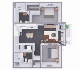 a floor plan of a house with a bedroom and a living room