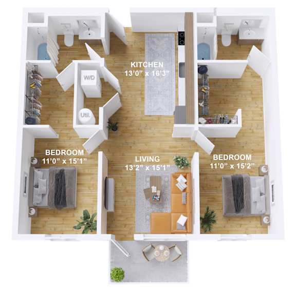 2 bed 2 bath G at The Mill on Maple Apartments, Oregon, 97045