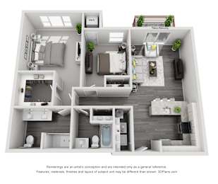 2 Bed 2 Bath Floor Plan at Arden of Oak Brook, Oakbrook Terrace, Illinois