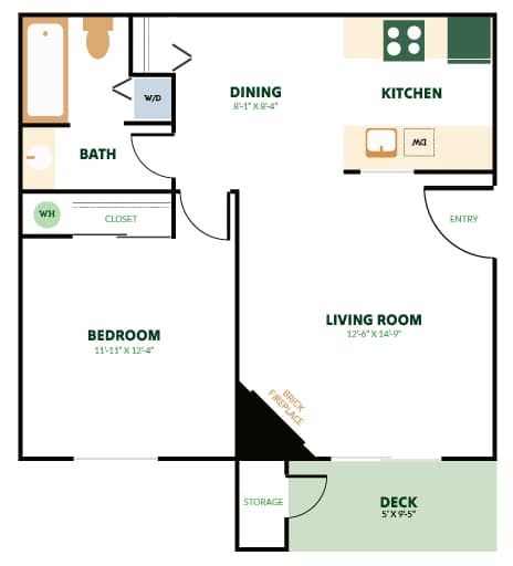 Floor Plan  a floor plan of an apartment with a bedroom and a living room