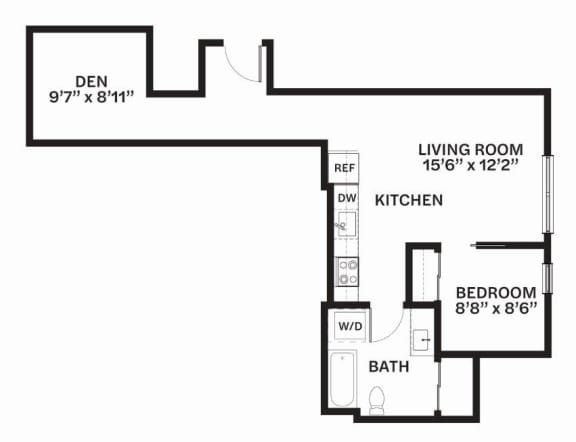 D1 Floor Plan D1 Floor Plan at Corner 63, Seattle, Washington