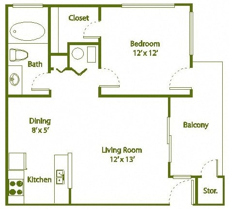 Floor Plan  590 sq.ft. 1 bedroom 1 bathroom floor plan at The Columns at Vinings, Atlanta, GA, 30339