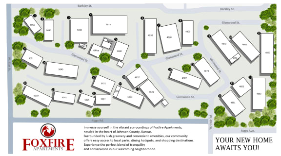Easily navigate the community with our interactive map, showing building locations and numbers for your convenience