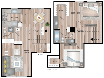 B9 | 2 Bed / 2 Bath | 1,269 Sq Ft at The Escapade, San Antonio, 78216