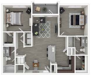 2 Bed Floor Plan at Caldwell, Texas, 77084