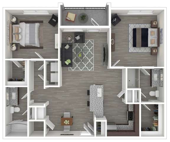 2 Bed Floor Plan at Caldwell, Texas, 77084