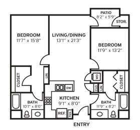 960-1032 sq ft floorplan