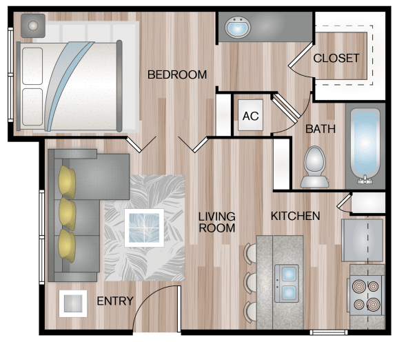 E1 | Studio / 1 Bath | 490 Sq Ft E1 | Studio / 1 Bath | 490 Sq Ft at The Escapade, San Antonio, Texas