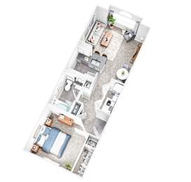 1Bedroom 1Bath Floor Plan at Sand Creek Woods Apartments, Indiana, 46037