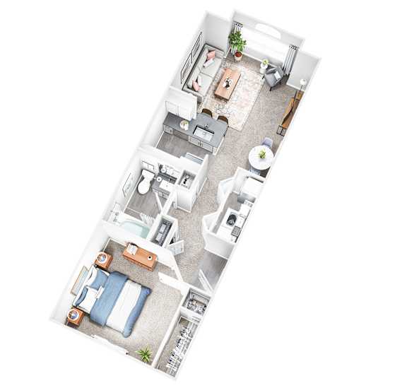 1Bedroom 1Bath Floor Plan at Sand Creek Woods Apartments, Indiana, 46037