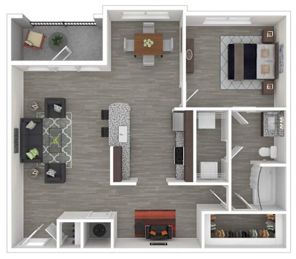 1 Bed Kelliwood with Den Floor Plan at Caldwell, Houston