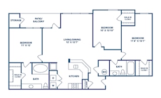 Floor Plan 3 Bed/ 2 Bath (C1)