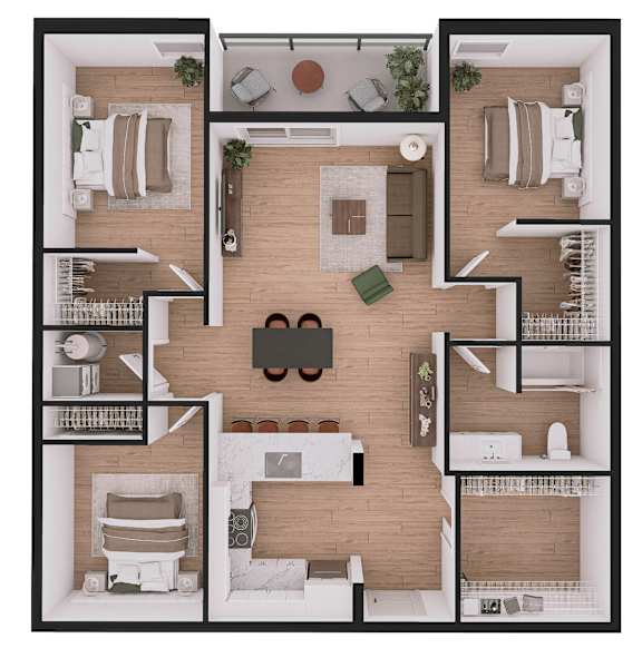 A floor plan of a house with a central courtyard and surrounding rooms.