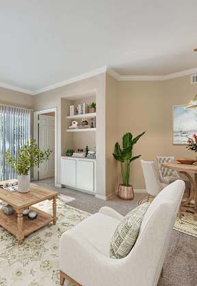 a living room with couches and a coffee table at Sedona Springs, Austin, Texas