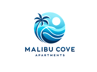 A logo with a smiling face and the text "MALIBU COVE APARTMENTS" below it.