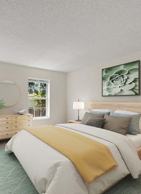 a bedroom with a bed and a window at The Bluffs at Cherry Hills, Nebraska, 68122
