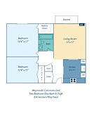 a floor plan of a bedroom apartment with a bedroom and a living room