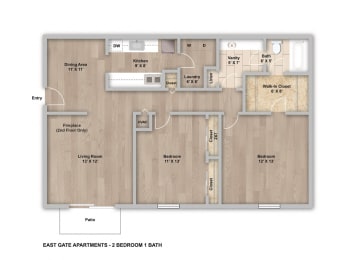  Floor Plan Two Bed One Bath