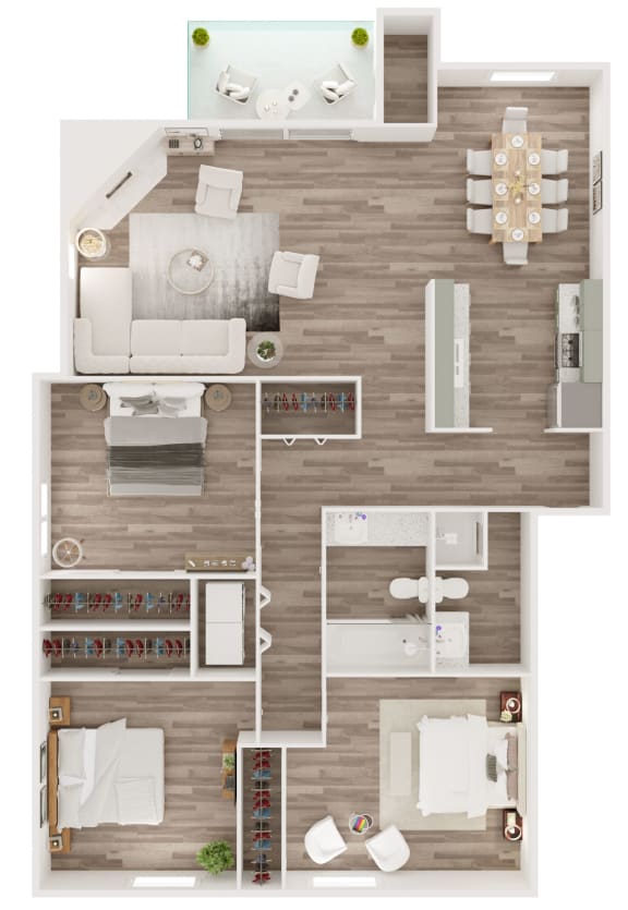 C1 Floor Plan at Water Ridge Apartments, CLEAR Property Management, Texas