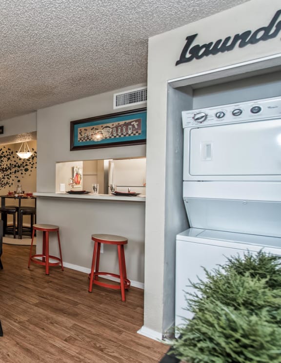 Stack-able washer and dryer at Abbey Glenn Apartments, Waco TX