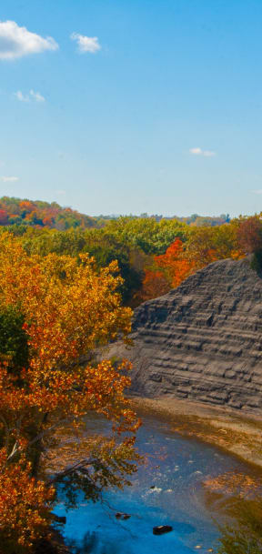 the view of the river from the top of a cliff