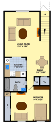1BR Up Building 3 and 4 Floor Plan at Brookwood at Oakdale 55+, New York, 11769