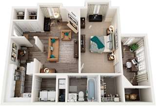 1 Bed 1 Bath Floor Plan | 823-923 Sq. Ft. at Abbington Place Apartments, Greensboro, NC, 27407
