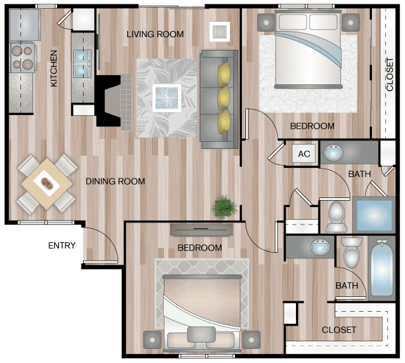 B5 | 2 Bed / 2 Bath | 991 Sq Ft at The Escapade, San Antonio, Texas
