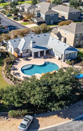 Pool aerial at Links at Forest Creek in Round Rock Texas near Austin