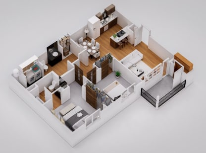 Floor Plan  2BR, 2BA - 916SF