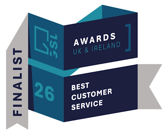 A graphic design for an awards ceremony, specifically for the best customer service in the UK & Ireland.