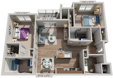 2 Bed 2 Bath Floor Plan | 1,208-1,210 Sq. Ft. at Sapphire at Centerpointe, Midlothian, Virginia