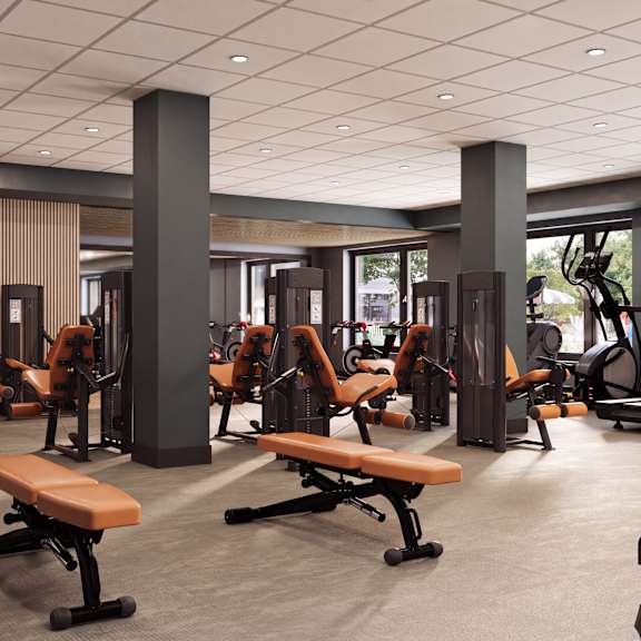 A gym with a sign that says "Your only limit is you."