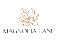 a logo of a magnolia leaf on a white background