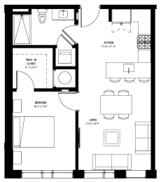 1 bed 1 bath floor plan K at Glassworks, Pennsylvania, 19122