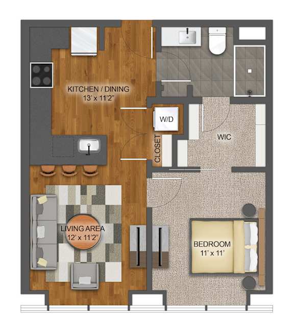 1Bd 1Bth I Floor Plan at Stella St. Paul Apartments, St. Paul, MN