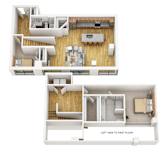A floor plan of a Stella Residences Julian apartment with two bedrooms and two bathrooms.