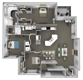 The Vineyards - C1(Zinfandel) - 3 Bed 2 Bath - 3D Floor Plans