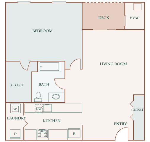 Hampshire Green Apartments - A3 (Huntington) - 1 bedroom - 1 bath - 2D